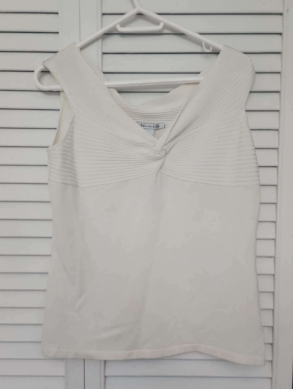 Peter Nygård Cream Ribbed Scoop Neck Top